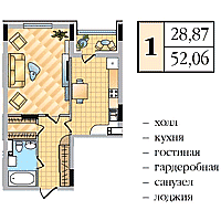 План - 1-комнатная 52 кв м в ЖК Центральный - Донецк
